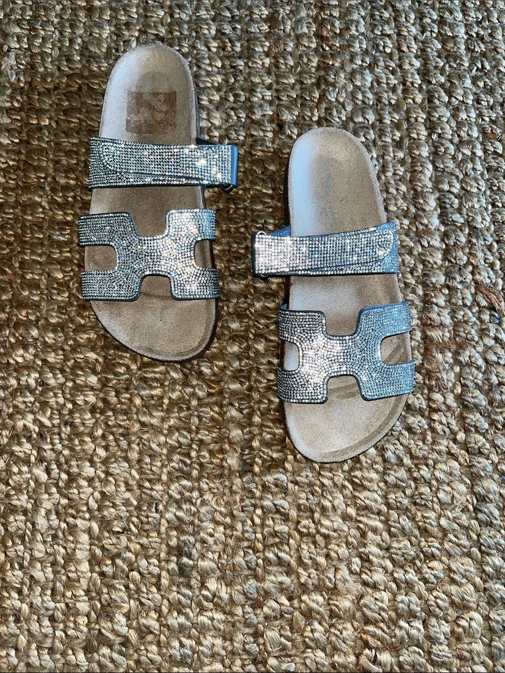 Woman’s Silver Sparkle  Velcro Double-Strap Slide Sandals
Maddy Girl
Sz 9
NWOT